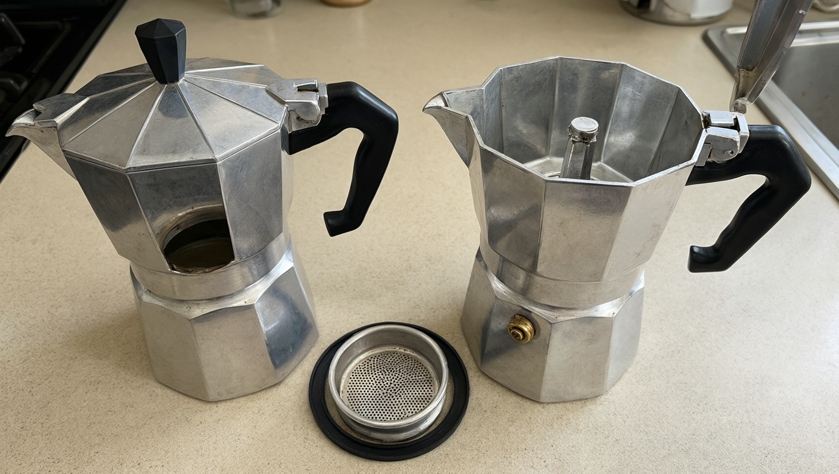 拆解的摩卡壺零件